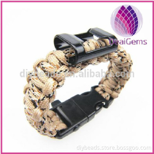 Hot selling outdoor survival paracord bracelet with whistle,Flint and bottle opener